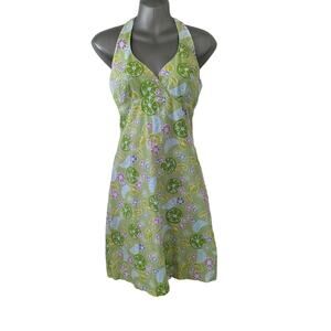 Lilly Pulitzer Sz 2 Vintage Rare White Label Floral and Fruit Halter Dress